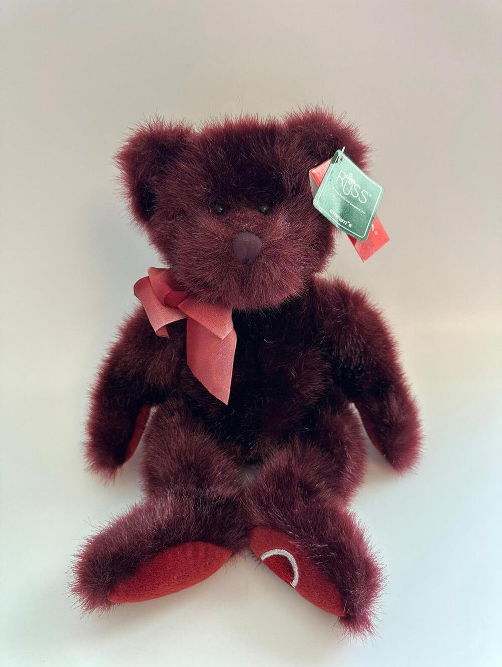 Russ Teddy Bear Minx the Burgundy Bear, New with Tags (14 inch)
